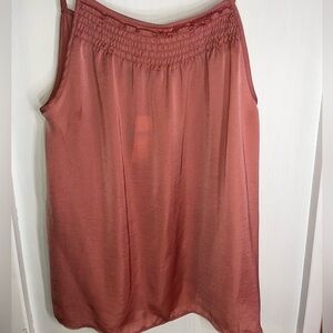 Anthropologie Light Salmon Colored Silk Tank with Scrunched neckline Size M